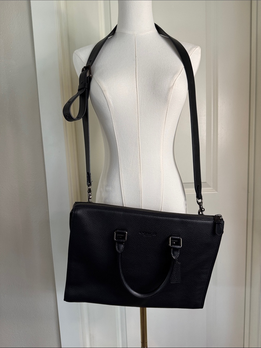 Coach Gotham Folio Bag - Black Pebbled Leather Laptop Brief Bag